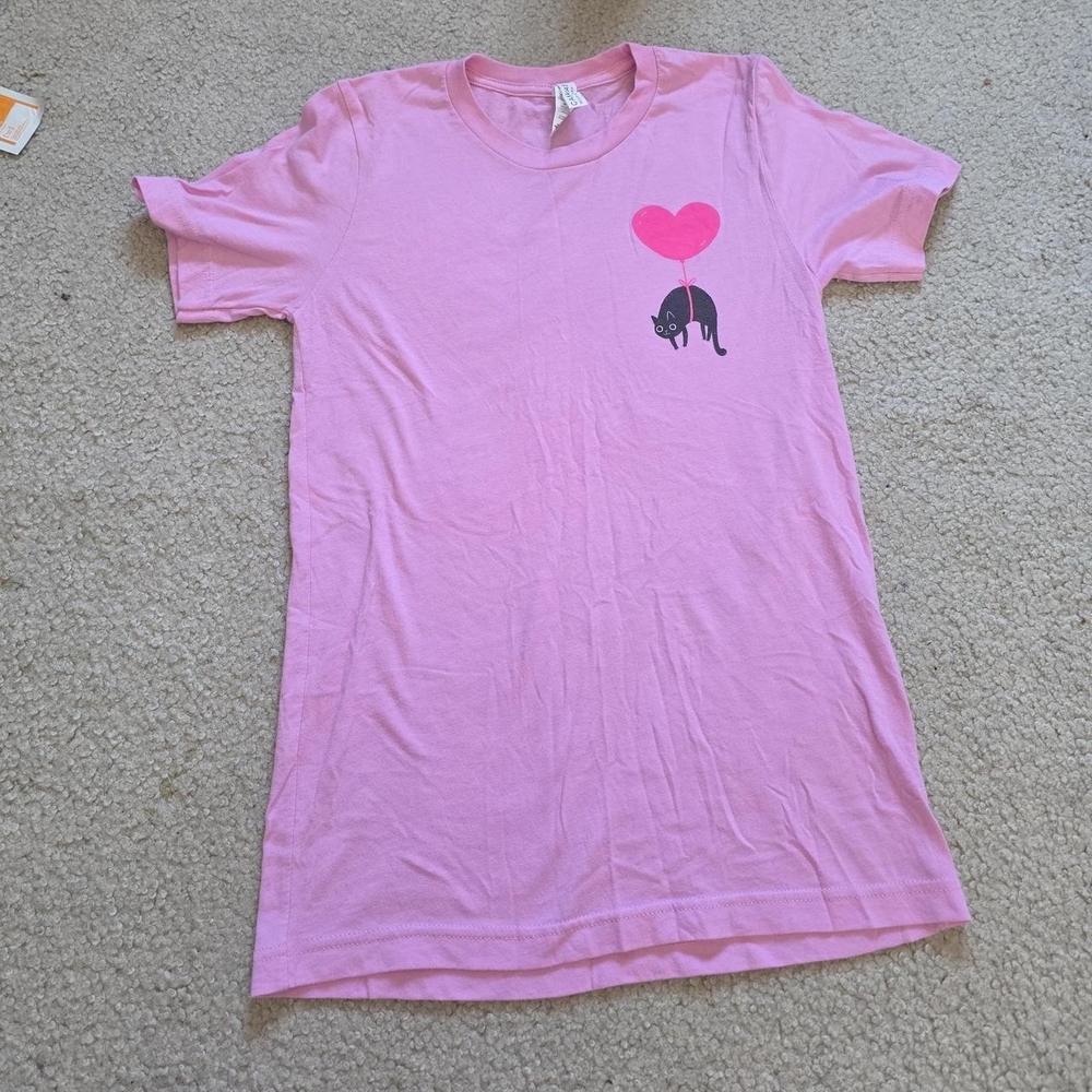 Pink Graphic Cat Heart Tee